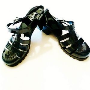 NWOT Black Jelly Shoes With Heel New